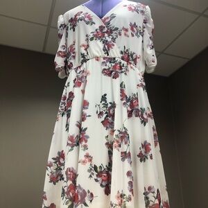White Floral Dress Maurices Size Medium